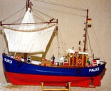 GFK Rumpf Krabbenkutter FALKE / SANDRA-MARIE - Modellmastab 1:20  94 cm