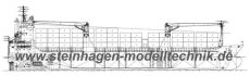 GFK Rumpf Containerschiff DELPHIN - Modellmastab 1:87   150 cm