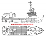 GFK Rumpf Tonnenleger NORDEN - Modellmastab 1:30   130 cm