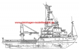 GFK Rumpf Mehrzweckschiff und Tonnenleger MELLUM - 1:75  96 cm